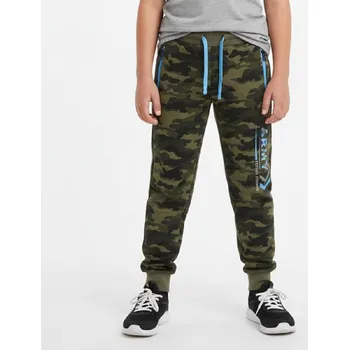 CHLAPECKÉ MASKÁČOVÉ TEPLÁKY ARMY PRO DĚTI Barva: Maskáč s modrým nápisem, Velikost: 158