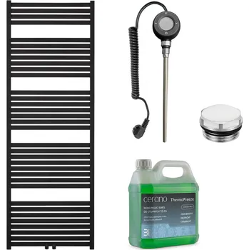 Radiátor CERANO - Koupelnový elektrický radiátorový set Vincenzo - WIFI - 600W - černá matná - 1690x600 mm