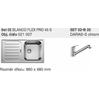 Vodovodní baterie SET 02-B 26 Blanco FLEX Pro 45 S Nerez přírodní lesk + Daras - S chrom
