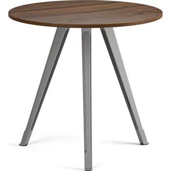 Konferenční stolek Konferenční stůl PRIMO ZEN, průměr 80 cm, šedostříbrná podnož, ořech