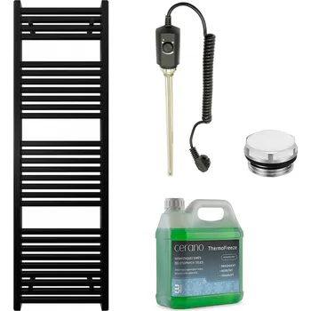 Radiátor CERANO - Koupelnový elektrický radiátorový set Donovan - 300W - černá matná - 1600x500 mm