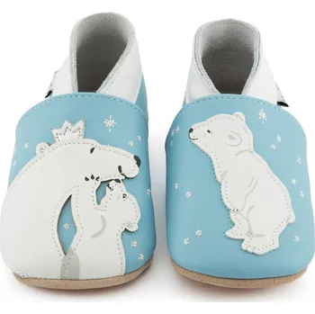 Capáčky LAIT ET MIEL Kožené capáčky s ledním medvědem 18-24 měsíců Modrá 23-24