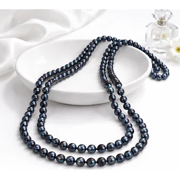 Náhrdelník Náhrdelník říční perly modré 120 cm Josephine