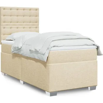 Postel vidaXL Box spring postel s matrací 90x200 cm textil [3290385] Barva: krémová
