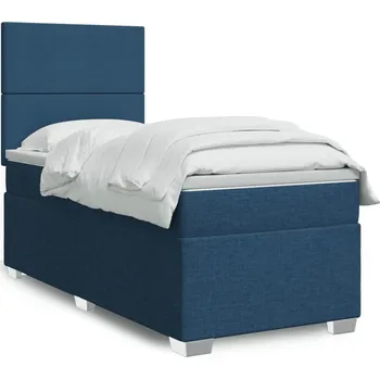 Postel vidaXL Box spring postel s matrací 100 x 200 cm textil [3292698] Barva: Modrá