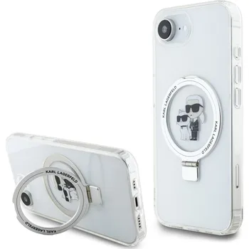 Pouzdro na mobilní telefon Karl Lagerfeld Ringstand Karl and Choupette MagSafe Zadní Kryt-Bílá / iPhone 16e