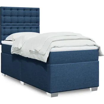 Postel vidaXL Box spring postel s matrací 90x200 cm textil [3290385] Barva: Modrá