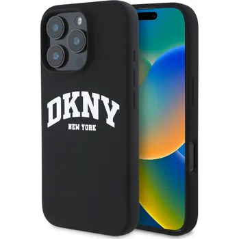 Pouzdro na mobilní telefon DKNY Liquid Silicone Arch Logo MagSafe Zadní Kryt-Černá / iPhone 16 Pro Max