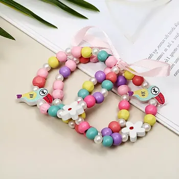 Náramek Fashion Jewelry Dětský náramek papoušek a květina sada 3 ks