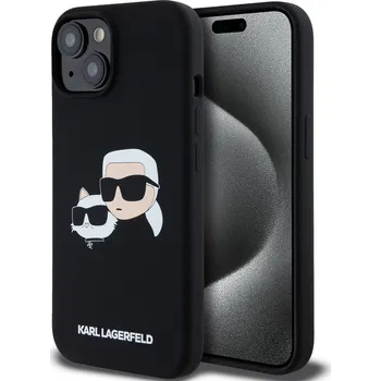 Pouzdro na mobilní telefon Karl Lagerfeld Liquid Silicone Double Heads Magsafe Zadní Kryt-Černá / iPhone 15 Pro Max