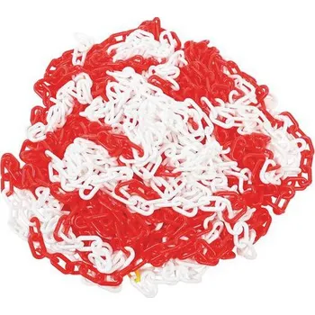 Vánoční dekorace Plastový řetěz k zahrazovacím sloupkům Manutan Expert, 25 m, červený/bílý