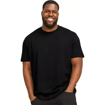 Pánské tričko Pánské velké hladké tričko Jack & Jones s krátkým rukávem 12250623 černé (7XL)