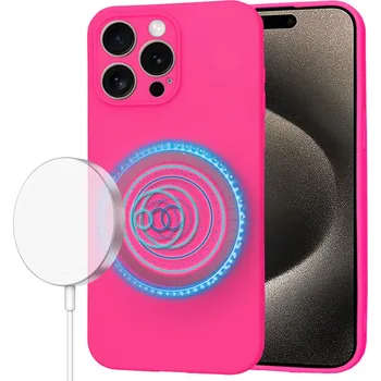 Pouzdro na mobilní telefon Techsuit - SoftFlex MagSafe - iPhone 15 Pro Max - Hot Pink