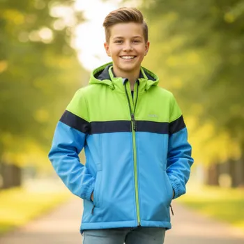 Chlapecká bunda WOLF B2265 Chlapecká softshellová bunda (bez fleesu) hrášková/modrá (-rubová strana síťovina)