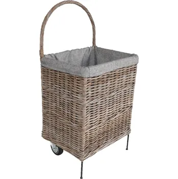Koš na dřevo ratanový vozík 52x43 cm