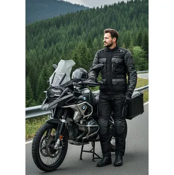 Moto bunda 4SQUARE Cestovní enduro bunda na motorku TRAILER - černá/šedá