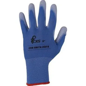 Pracovní rukavice Rukavice BRITA DOTS, máčené v PU a PVC terčíky, vel: 8-9