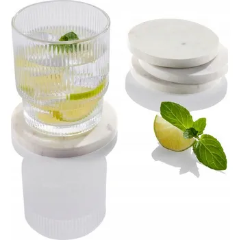 Podtácek Livarno Home - sada mramorových podtácků pod sklenice, bílé, 4ks