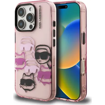 Pouzdro na mobilní telefon Karl Lagerfeld IML Multi K&CH Heads Zadní Kryt-Růžová / iPhone 16 Pro