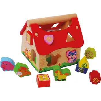Dětské zboží ECOTOYS Dřevěný domeček vkládačka