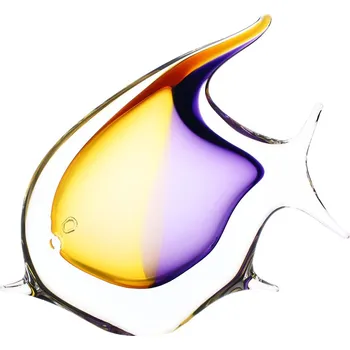 Artcristal Bohemia Skleněná ryba LF, ametyst a zlatý topaz, 15 cm | České hutní sklo
