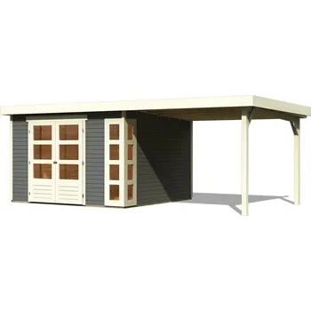 Zahradní domek dřevěný domek KARIBU KERKO 6 + přístavek 240 cm (38732) terragrau