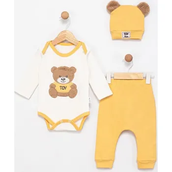 Kojenecká souprava 3D souprava Bear - body, kalhoty a čepička 62/68 (3-6 m)