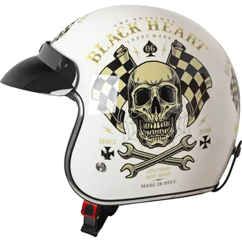 Helma na motorku Moto přilba W-TEC Kustom Black Heart - Starter, bílá lesk Barva: Bílá, Velikost: XS