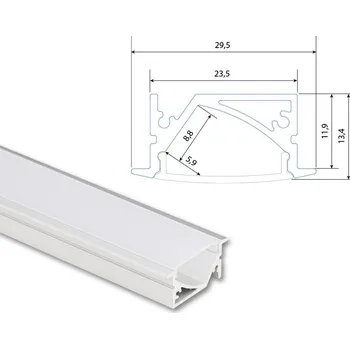 LED páska MCLED Vestavný hliníkový profil VA 30x14mm, včetně matného difuzoru, 200cm