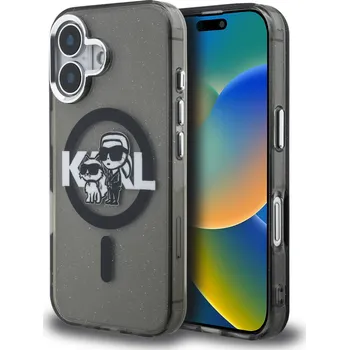 Pouzdro na mobilní telefon Karl Lagerfeld IML Glitter Karl and Choupette Sketch MagSafe Zadní Kryt-Černá / iPhone 16