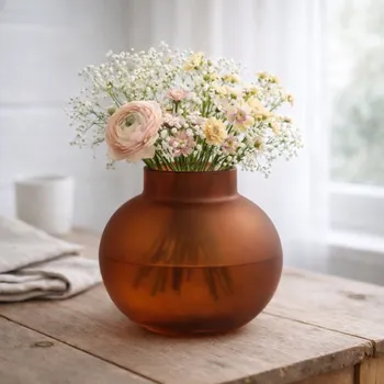 Váza Wikholm Form Skleněná váza Bubblan hnědá M