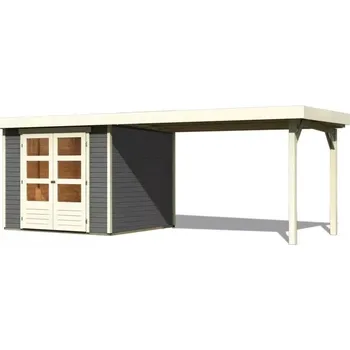 Zahradní domek dřevěný domek KARIBU ASKOLA 3,5 + přístavek 280 cm (9148) terragrau