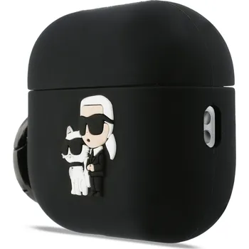 Příslušenství pro sluchátka Karl Lagerfeld 3D Logo NFT Karl and Choupette Silikonové Pouzdro-Černá / AirPods Pro 3