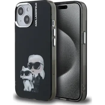 Pouzdro na mobilní telefon Karl Lagerfeld IML Aquarelle Karl and Choupette Zadní Kryt-Černá / iPhone 15