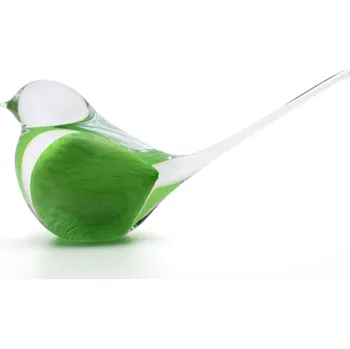 Artcristal Bohemia Skleněný ptáček 04, Zelená světlá, 15 cm | České hutní sklo