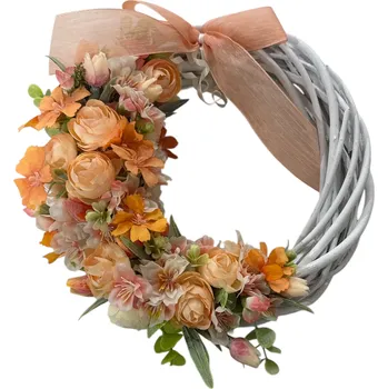 Floristika DANNY MADE Věnec V9-oranžový s mašlí