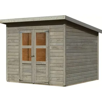 Zahradní domek dřevěný domek KARIBU MERSEBURG 6 (8543) světle šedý