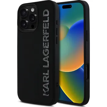Pouzdro na mobilní telefon Karl Lagerfeld 3D Rubber Glitter Logo Zadní Kryt-Černá / iPhone 16 Pro