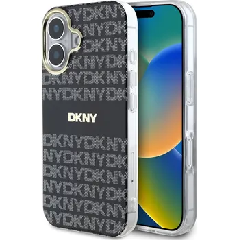 Pouzdro na mobilní telefon DKNY PC/TPU Repeat Pattern Tonal Stripe Magsafe Zadní Kryt-Černá / iPhone 16