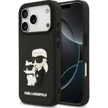 Pouzdro na mobilní telefon Karl Lagerfeld 3D Rubber Karl and Choupette Zadní Kryt-Černá / iPhone 17 Pro
