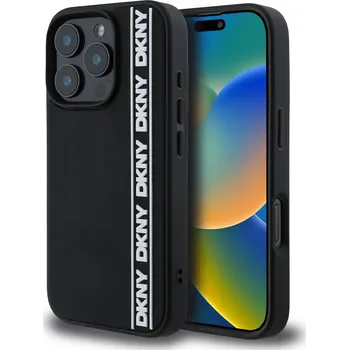 Pouzdro na mobilní telefon DKNY 3D Rubber Repeat Logo Line Zadní Kryt-Černá / iPhone 16 Pro Max