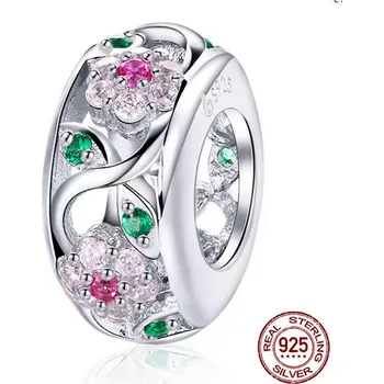 Korálek Prosperk Korálek na náramek s kytičkami a zirkony