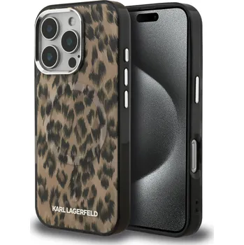 Pouzdro na mobilní telefon Karl Lagerfeld IML Leopard MagSafe Zadní Kryt-Hnědá / iPhone 16 Pro Max
