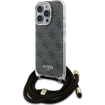 Pouzdro na mobilní telefon Guess kryt na iPhone s crossbody popruhem IML 4G Printed-Hnědá / iPhone 16 Pro