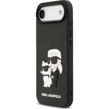 Pouzdro na mobilní telefon Karl Lagerfeld 3D Rubber Karl and Choupette Zadní Kryt-Černá / iPhone Air