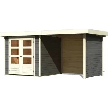 Zahradní domek dřevěný domek KARIBU ASKOLA 2 + přístavek 240 cm včetně zadní a boční stěny (82906) terragrau