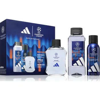 Pánský parfém Adidas UEFA Champions League Adidas UEFA Champions League Pro Player antiperspirant 150 ml + Adidas UEFA Champions League Pro Player toaletní voda 100 ml + Adidas UEFA Champions League Pro Player sprchový gel pro muže 250 ml