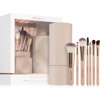Kosmetický štětec Zoë Ayla Makeup Brush Set štětec na pudr 1 ks + štětec na make-up 1 ks + štětec na stínování a přechody 1 ks + štětec na oční stíny 1 ks + štětec na obočí 1 ks + štětec na řasy 1 ks + štětec na rty 1 ks + pouzdro 1 ks