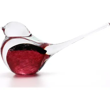 Artcristal Bohemia Skleněný ptáček 02, Růžová / Černá, 15 cm | České hutní sklo