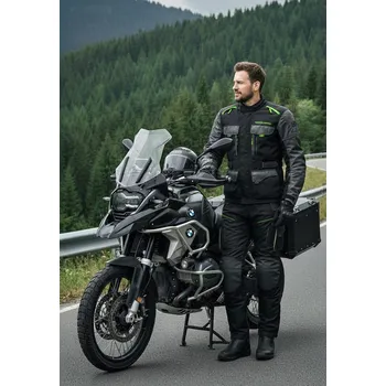 Moto bunda 4SQUARE Cestovní enduro bunda na motorku TRAILER - černá/šedá/fluo - Velikost XL